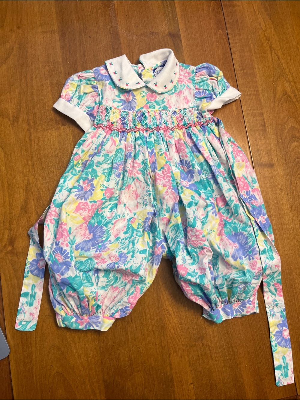 Vintage Carriage Boutiques Baby Romper - Pink, Yellow, Green Floral Pastel